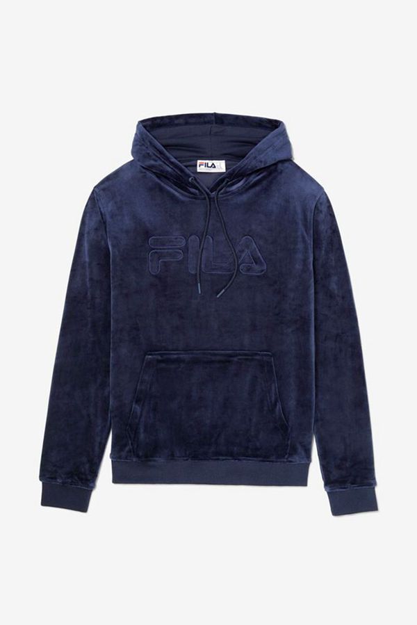 Fila Asher Velour Men's Hoodies - Navy,NZ 613-48971